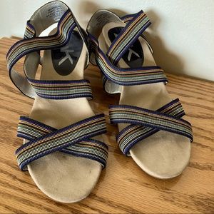 AnnKlein sport fabric upper strap wedge heels sandals